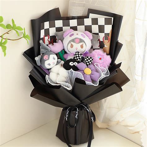 Sanrios Peluche Poup E Bouquet Kuromi Kawaii Dessin Anim Peluche