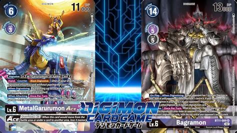 Digimon Card Game Gameplay Metalgarurumon Vs Bagra Army Bt Youtube