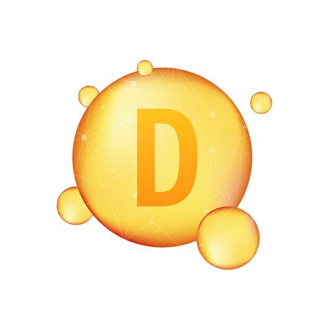 Vitamin D Gold Shining Icon Ascorbic Acid Vector Stock Illustration