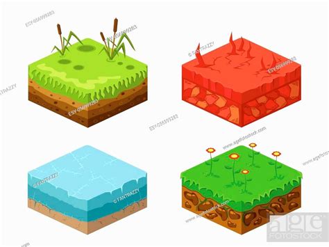 Soil Layers Vector Isometric D Set Platforms Set Of Different