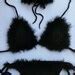 Feather Faux Fur Costume Crochet Bikini Set In Black Or White Etsy