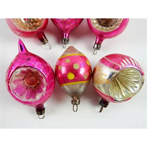 Hot Pink Vintage Blown Glass Christmans Ornaments Set 5 Chairish