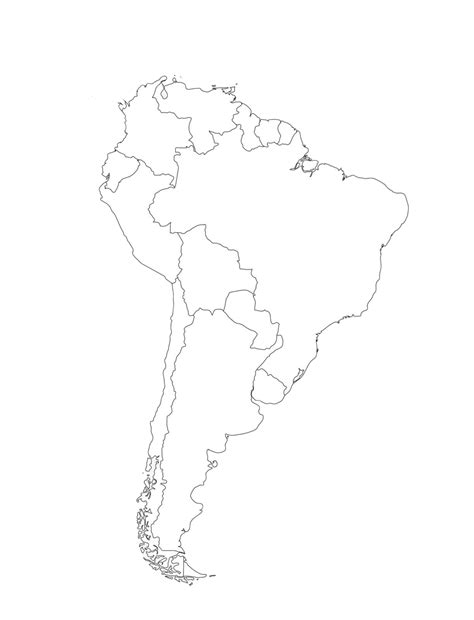 Basic Vector Outline Map Of South America Depicting Political