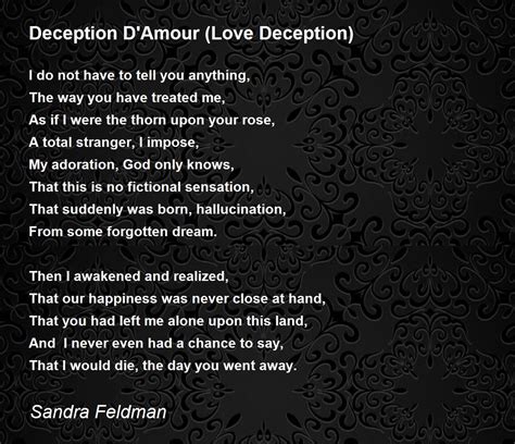 Deception Damour Love Deception Deception Damour Love Deception Poem By Sandra Feldman