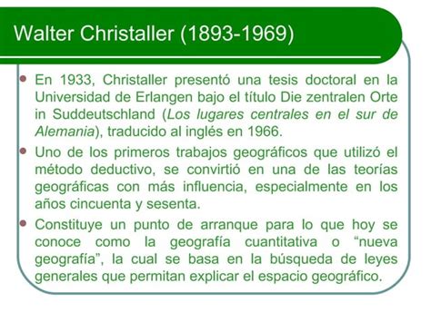 Las teorías de localización walter christaller PPT