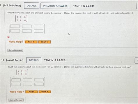 [Solved]: Pivot the system about the element in row 1, colu