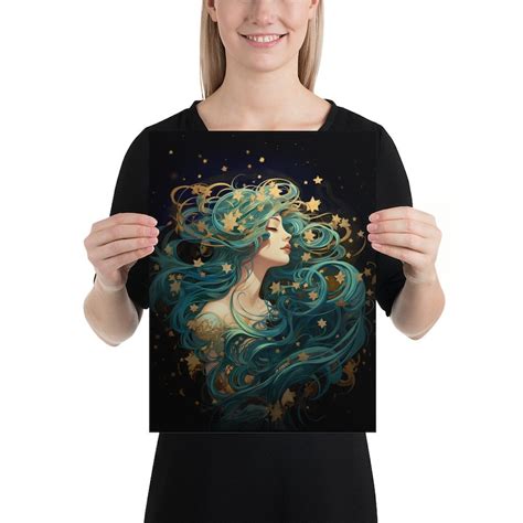 Celestial Star Goddess Art Nouveau Poster - Etsy