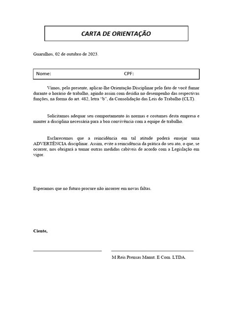 Carta De Orientação Pdf