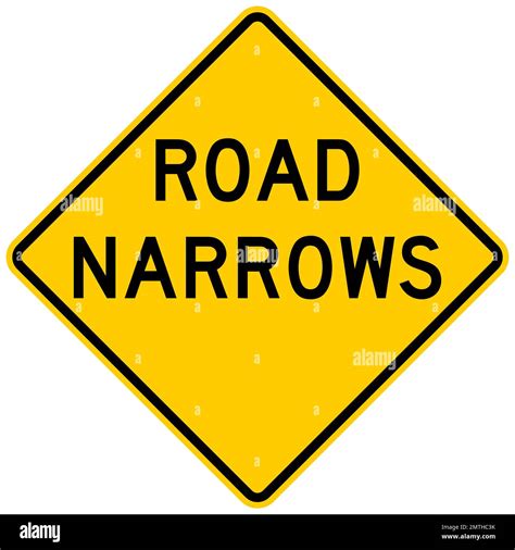 Road Narrows Warning Sign Stock Photo Alamy