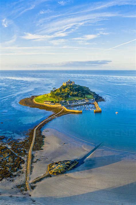 Aerial View Over Saint Michael S Mount Marazion Near Penzance