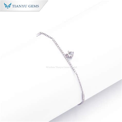 Tianyu Gems K K White Gold Moissanite Diamond Simple Round Linear