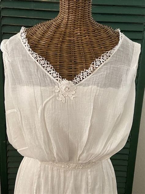 Antique Victorian Edwardian Batiste Cotton Full Slip Gem