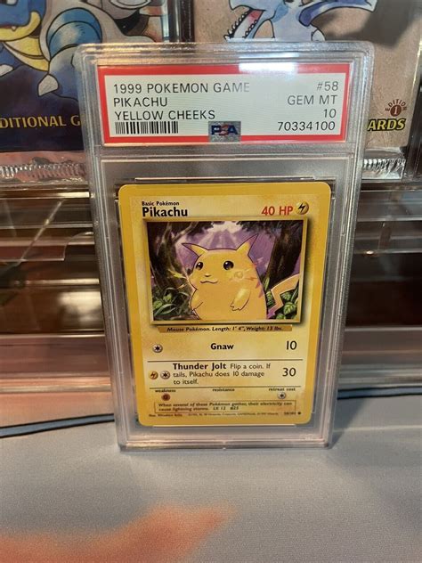 Psa Pikachu Base Set Unlimited Pokemon Game Yellow Cheeks