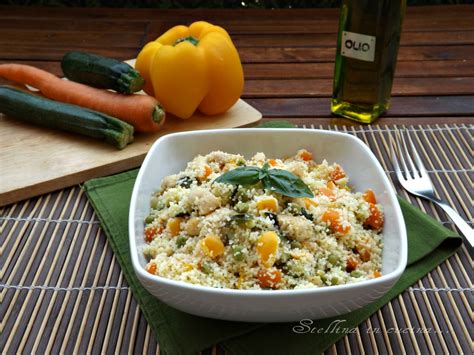 Cous Cous Freddo Di Pollo E Verdure Con Peperoni Piselli Zucchine