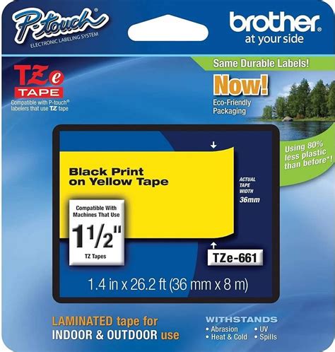 Brother TZE 661 Laminated Tapes BLACK ON YELLOW 36mm Roll At Rs