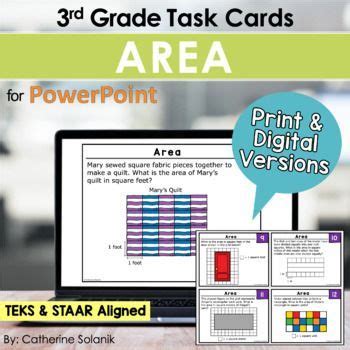 Grade Math Teks Staar Task Cards Area Digital Resource Print