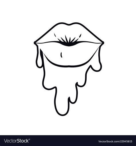 Female Lips Dripping Isolated Icon Royalty Free Vector Image