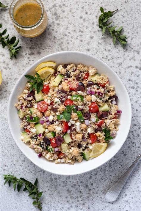 Greek Quinoa Salad With Chickpeas Feta Flavor The Moments