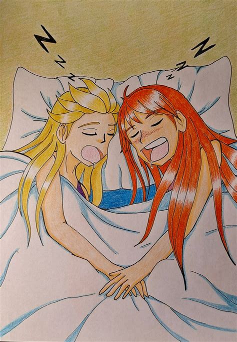 Elsa And Anna Snoring By Werewolfgirlmiwa On Deviantart