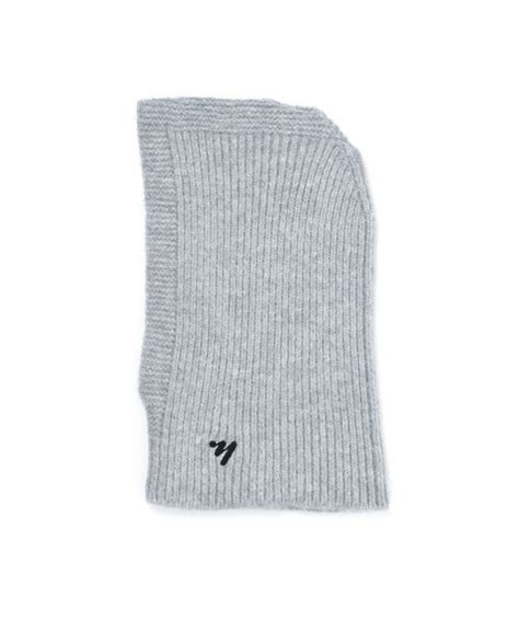 Musinsa Nick Nicole Fluffy Signature Logo Knit Balaclava Gray