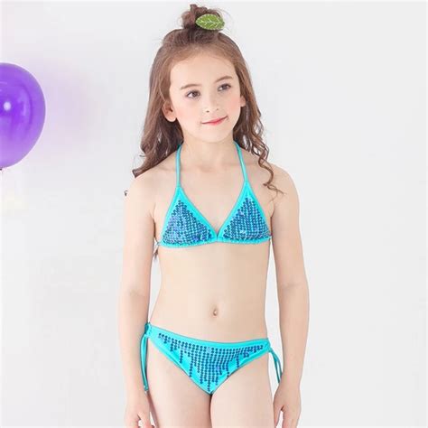 M Dchen Pailletten Split Bikini Neue M Dchen Zwei St Ck Badeanz Ge