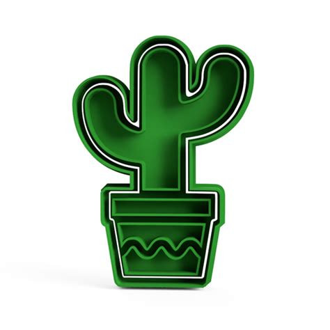 Stl File Cactus Cookie Cutter Stamp・3d Printable Model To Download・cults