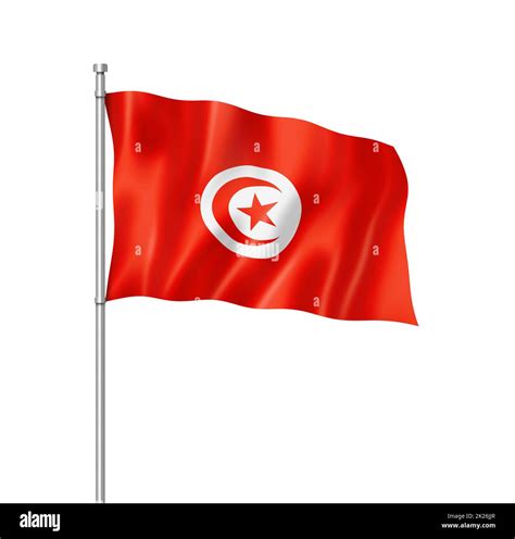 Tunisian flag isolated on white Stock Photo - Alamy