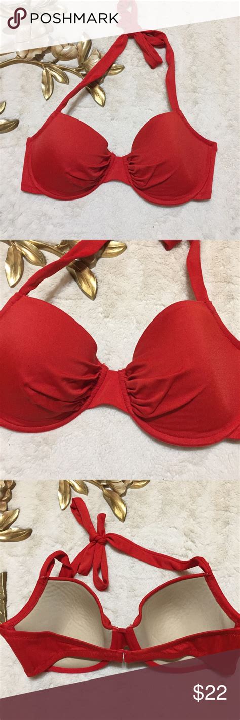J Crew Red Halter Bikini Top Size D Halter Bikini Top Red Halter Bikini Top Bikini Tops