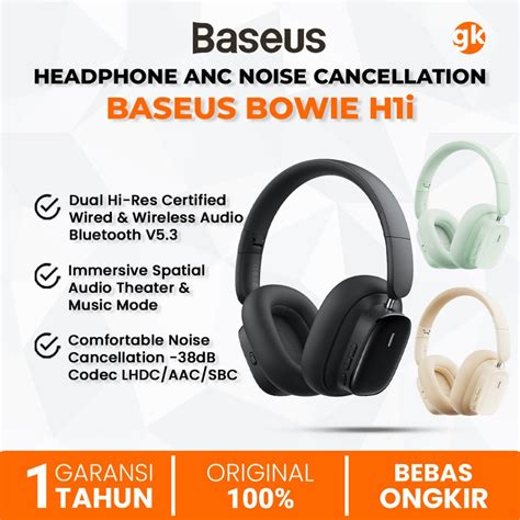Jual BASEUS BOWIE H1i Headphone ANC Anti Noise Cancellation Dual Hi-Res ...