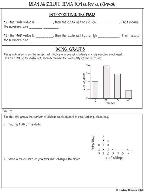 Mean Absolute Deviation Worksheet Ame My Id