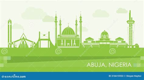 Green Skyline Panorama of City of Abuja, Nigeria Stock Vector ...