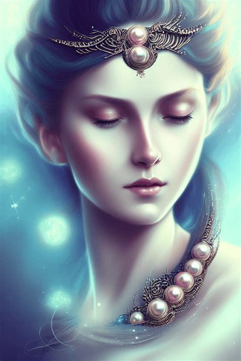 Digital Art Fractals Woman With Pearls And Jewels In Hair Highly