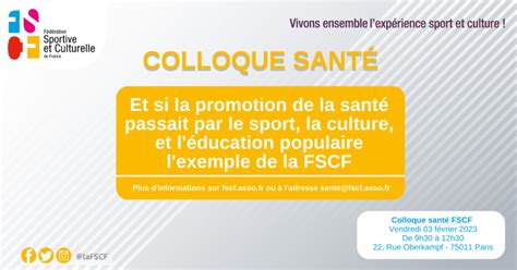 La Fscf Sinterroge Et Si La Promotion De La Santé Passait Par Le