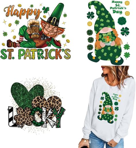 St Patrick S Day Iron On Patches Heat Transfer Stickers Luck Shamrock Dwarf