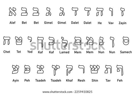 Set Ancient Alphabet Symbols Hebrew Language Stock Vector (Royalty Free ...