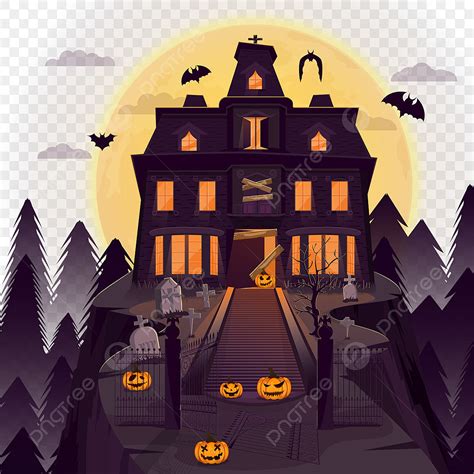 Haunted House Vector Hd PNG Images Halloween Haunted House Background