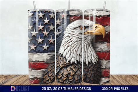 D Bald Eagle American Flag Tumbler Wrap Graphic By Delartcreation