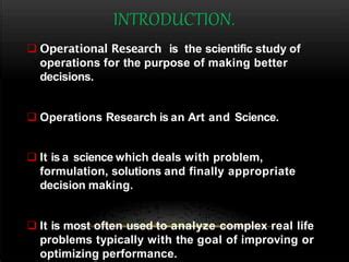 Operation Research Definition Phases PPT