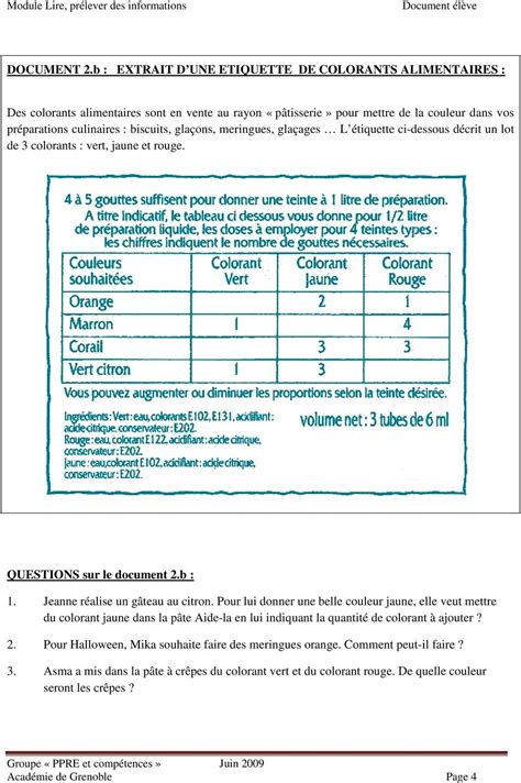 Module Lire prélever des informations Evaluation SVT