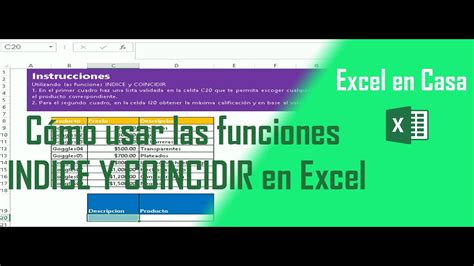 Cómo Usar La Función Indice Y Coincidir En Excel Youtube