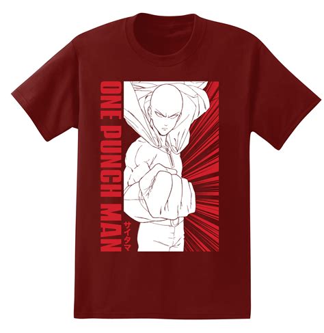 One Punch Man Anime Poster BWR Mens and Womens Short Sleeve T-Shirt ...