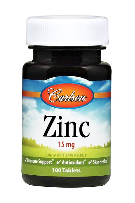 Carlson Zinc Mg Tablets Immune Support Antioxidant Skin Health