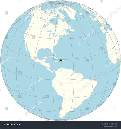 Haiti Presented Center Orthographic Projection World Stock Vector
