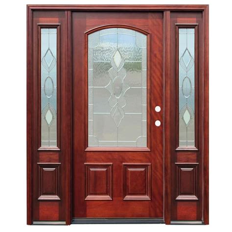 Pacific Entries 70in X80in Traditional 3 4 Arch Lite Stained Mahogany