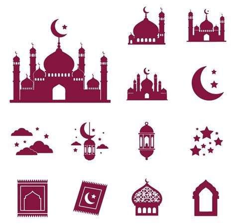 islamic architecture  symbols illustrations mosques crescent moons