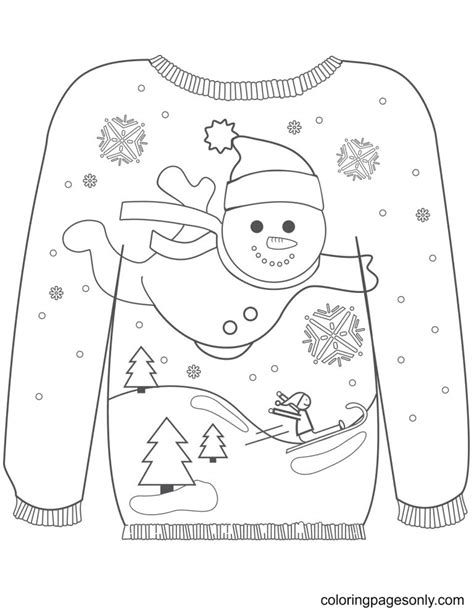 Christmas Sweater Coloring Pages Coloringpagesonly