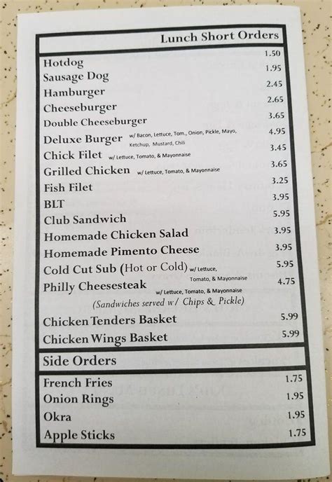 Menu at Ashley's Diner BBQ, Goldsboro