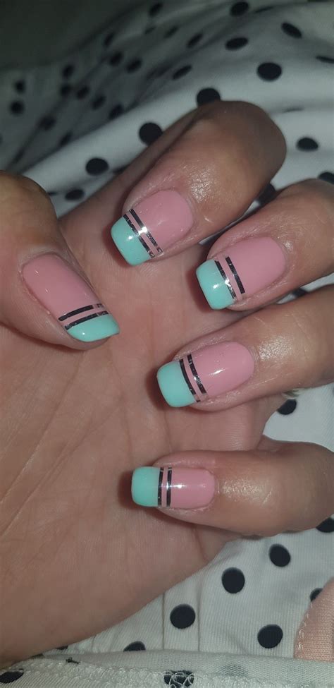 Spring Pink And Mint Green Gel Nails 😍 Pink Nail Art Designs Short