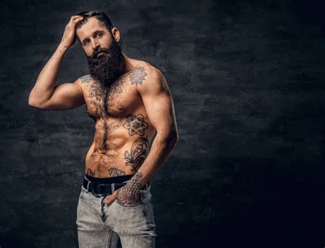 Shirtless Bearded Man Stock Photo By Fxquadro