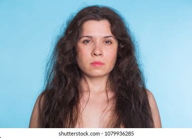 Portrait Beautiful Nude Woman On Blue Stock Photo Shutterstock